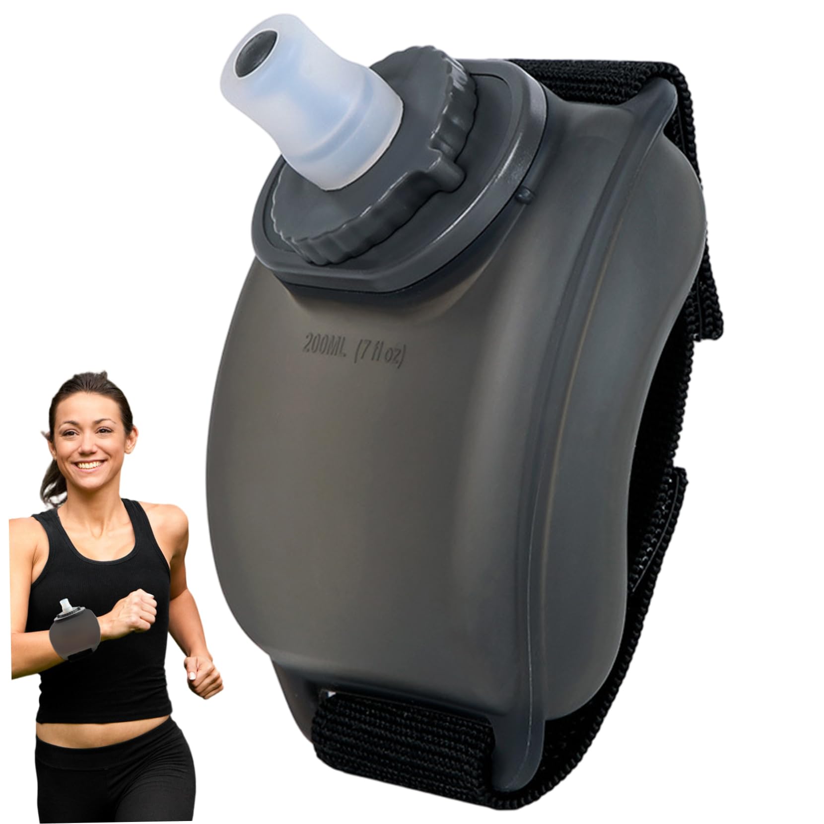 Hand Held Water Bottle for Runners, 200ml/7oz Portable Running Bottle Handheld Reusable Leak Proof Silicone Sports Water Jug for Travel Camping Cycling, Hand Held for Runners, Handheld