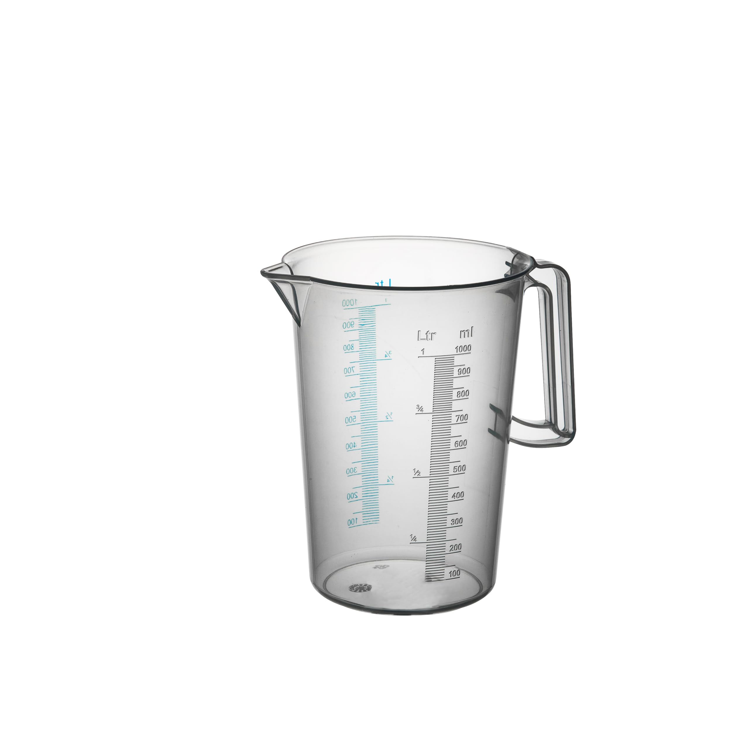 PIAZZA - Caraffa Graduata Professionale in Plastica con Manico Chiuso, Capacità 1L, Brocca per Acqua e Liquidi Alimentari - Misurino Graduato per Pesare Alimenti con Bilancia da Cucina, Made in Italy