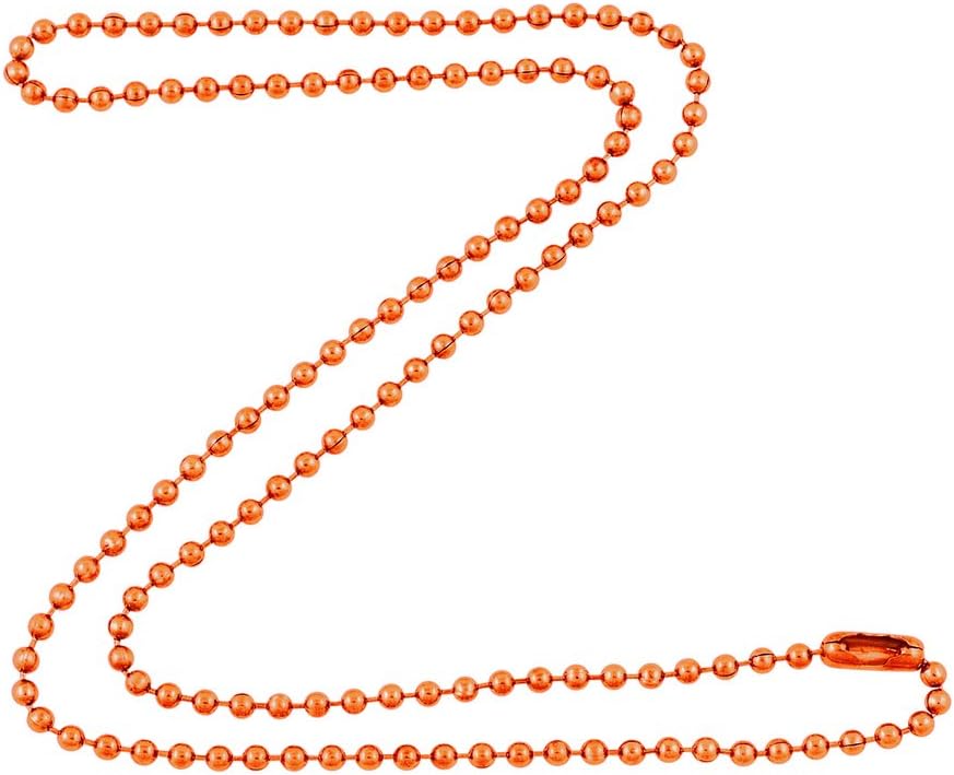 2.4mm Bright Copper Ball Chain Necklace with Extra Durable Color Protect Finish
