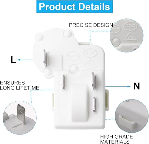 Miniatura 3 de Jingzan Paquete de 2 compresores de refrigerador de 2 pines, relé de arranque PTC, protector de carga para Danby Haier Midea Mini refrigerador
