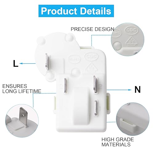 Miniatura 10 de Paquete de 2 compresores de refrigerador de 4 pines PTC Relé de arranque Protector de carga para Haier para Siemens para Hotpoint ZHB35-120P15