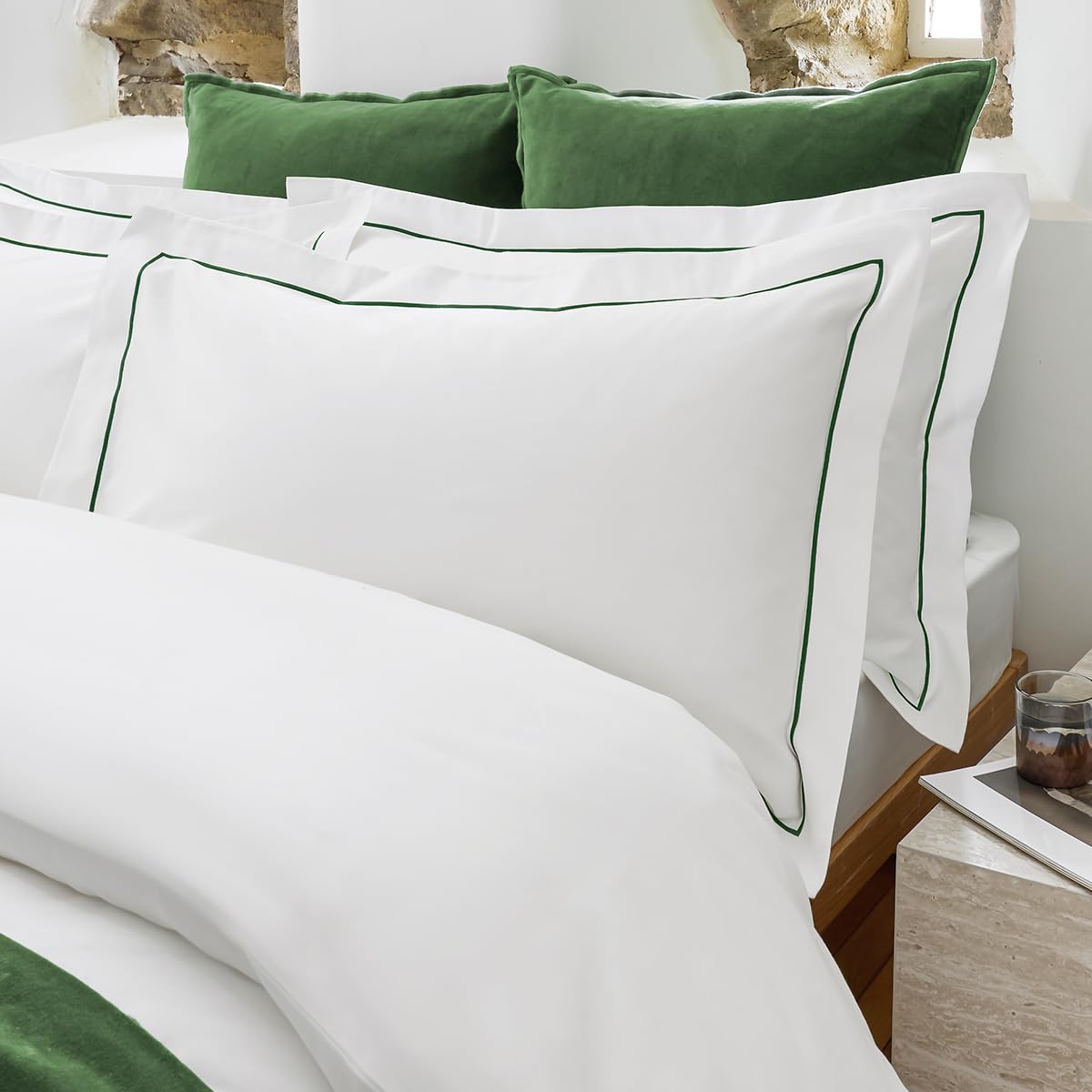 Christy Green Premium Sateen Satin Oxford Pillowcase Pair In