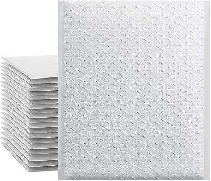 Immuson White 8.5 x 11 Inches Poly Bubble Mailers, 25 Pcs Self-Seal Shipping Bags, Packaging Bags, Padded Shipping Envelopes, Bubble Envelopes for Mailing/Packaging/Delivering