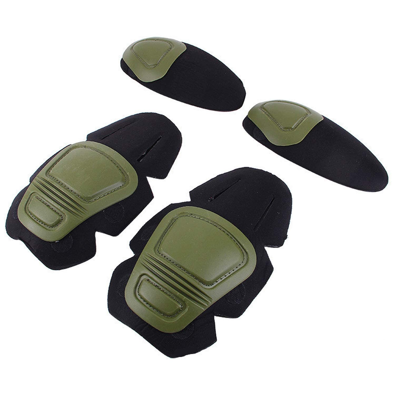 Tattico Ginocchiere e Gomito Protector Pad Set per Paintball Airsoft Uniforme Militare Verde