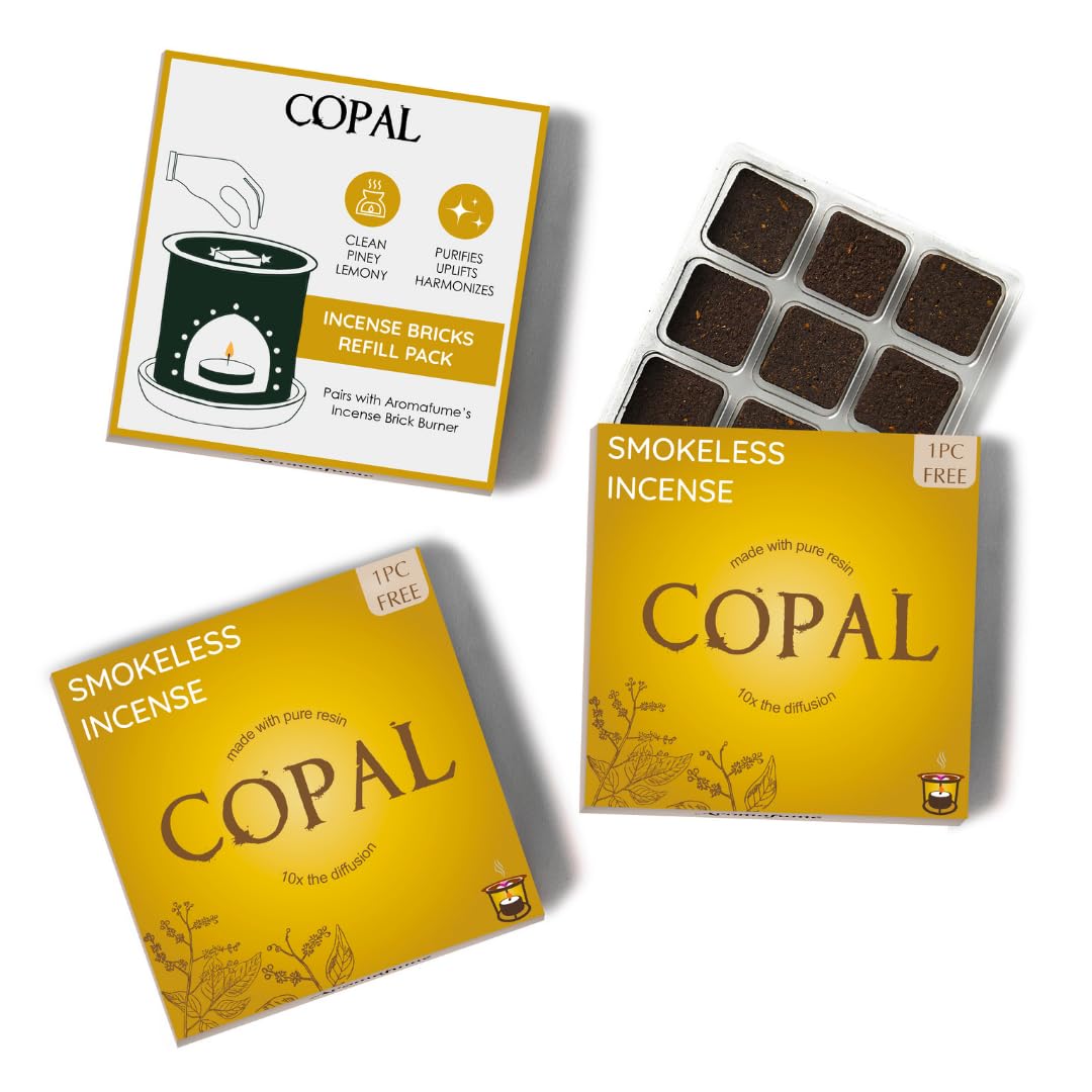 Copal Incense Bricks Refill Pack by Aromafume | 3 Trays x 9 Bricks | Protium Copal (Burseraceae) Native to Mexico | Ideal for Spiritual Cleansing & Enhanced Connection | Low-Smoke & Non-Toxic