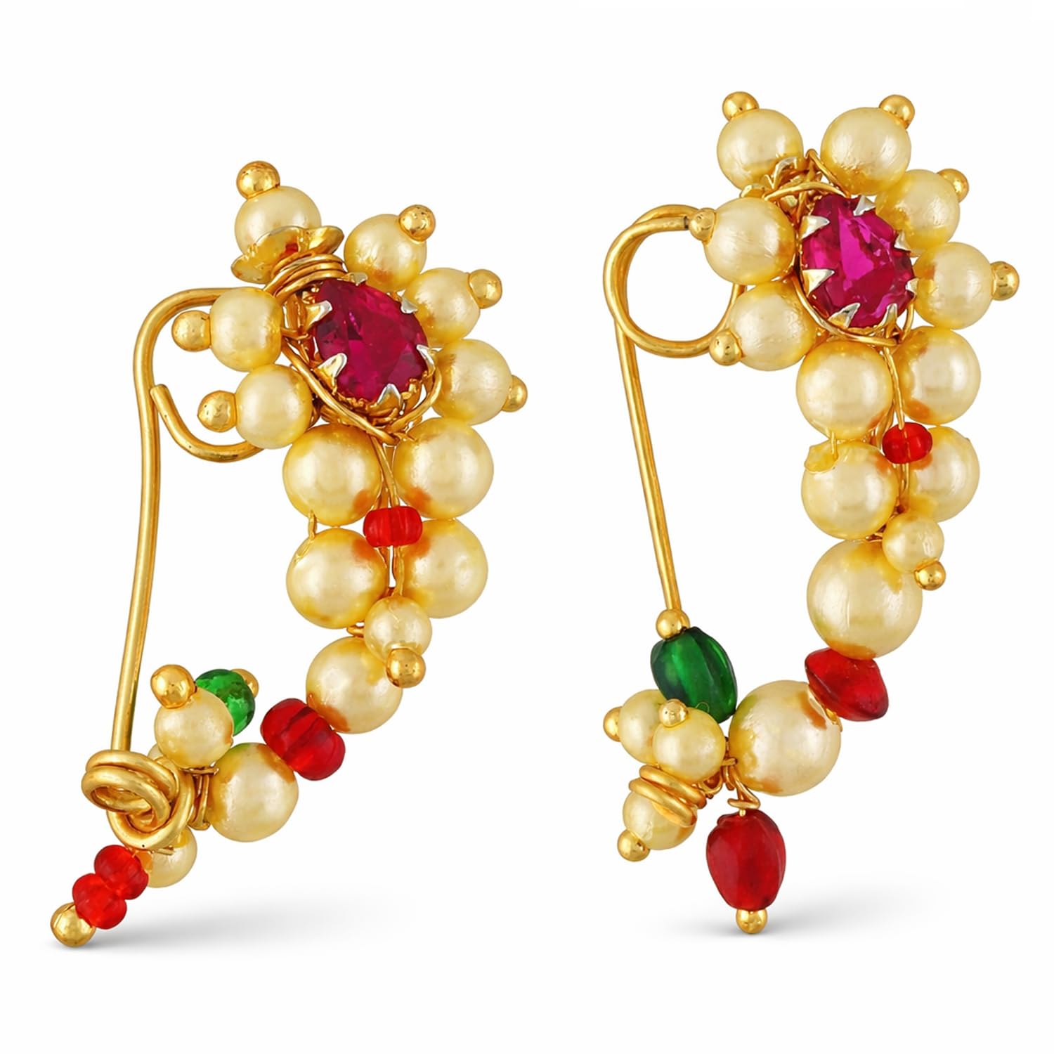 vama FASHIONS Marathi maharashtiran Mukuthi stud clip on Nath Nathiya nose pin rings for women bridal.-picture-16