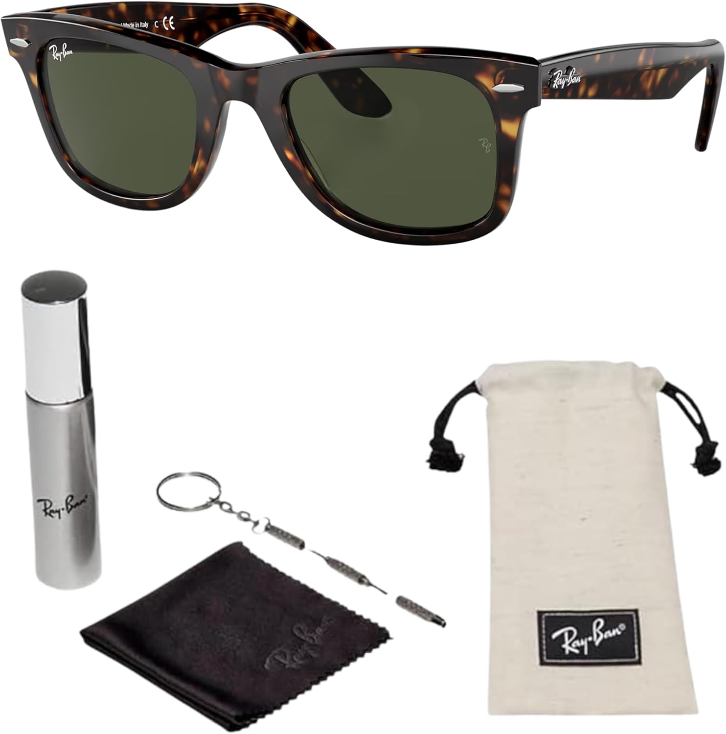 Ray-Ban RB2140F ORIGINAL WAYFARER CLASSIC BIO-BASED LOW BRIDGE FIT Square Shape Sunglasses with Official RayBan Eyewear Kit