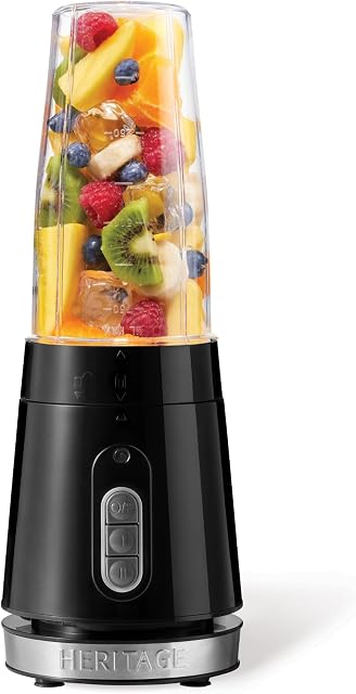Ensemble de mélangeur personnel Starfrit Heritage 7PC - Deux tasses de 828ml - Deux lames - Modes élevé, bas et pulsation - 300W - Parfait pour les smoothies !