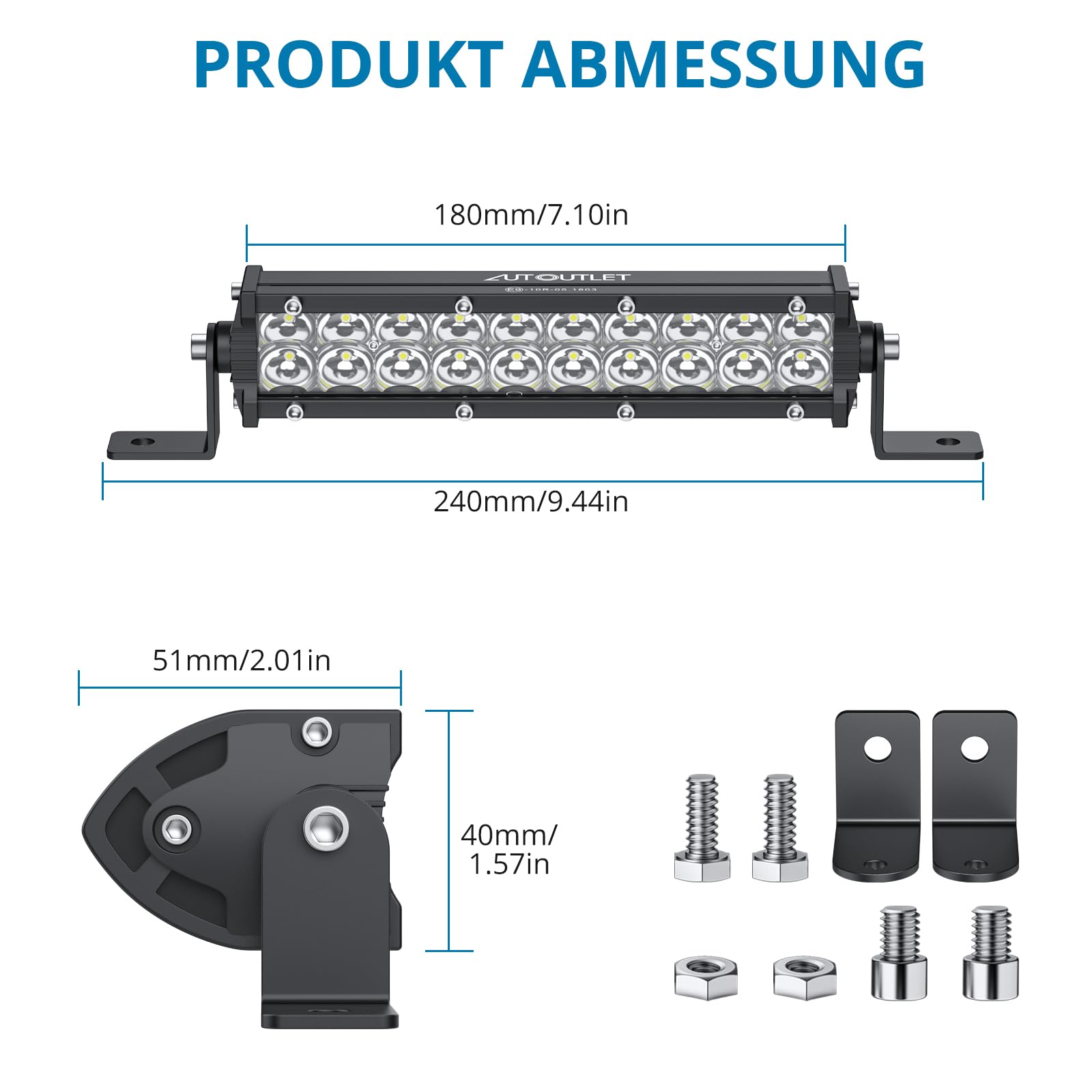 AUTOUTLET 24 LED Zusatzscheinwerfer 72W 4800LM Auto Scheinwerfer Offroad Spotlight DC 10-30V 6500K IP67 Wasserdicht Arbeitslicht für SUV Truck Traktor LKW Bagger usw(4 Stück)