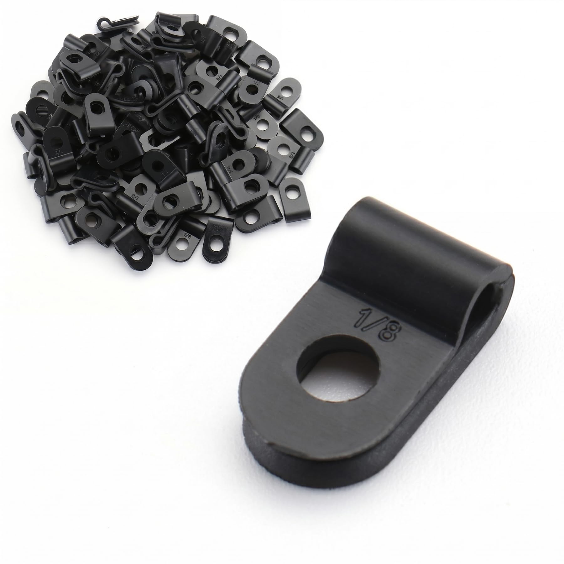 BAOMAIN 1/8-Inch R-Type Cable Clamps, 1000-Pack Black Nylon Wire Management Clips, UC-0 Screw-On Cord Fasteners for Home, Office, and Industrial Use