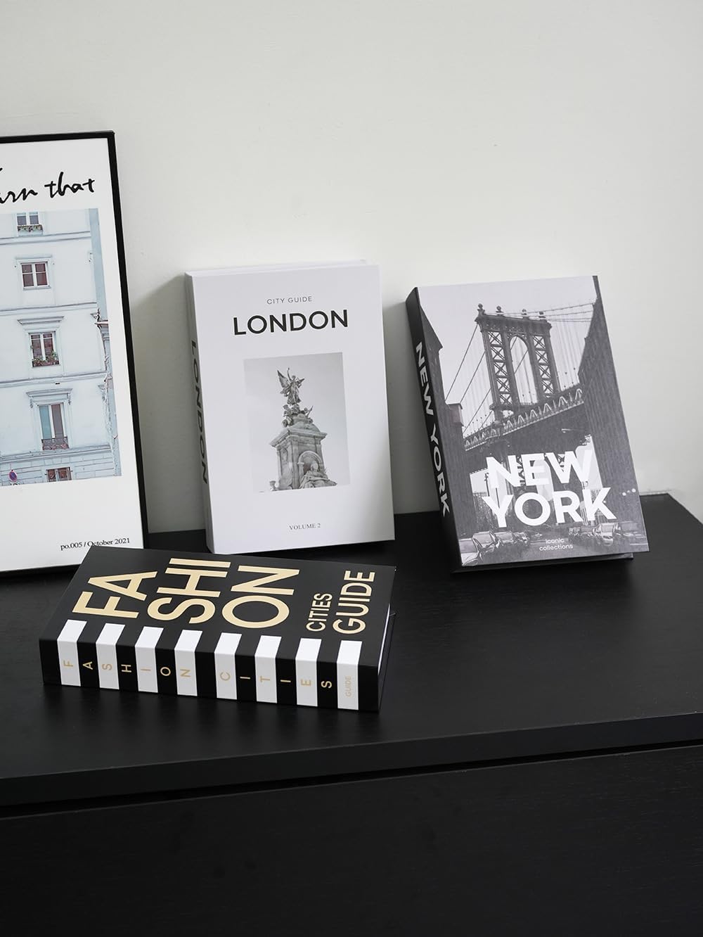 Decorative Books for Home Decor, Set of 3 Stylish Fake Books for Decoration with Wood Bead Tassels, Aesthetic Book Decor for Coffee Table, Living Room, Shelf