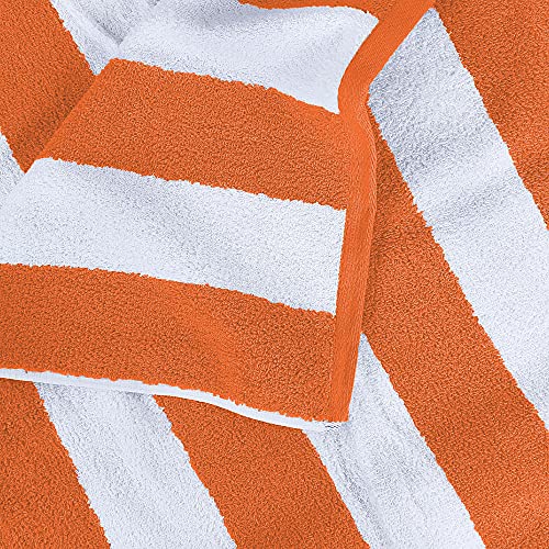 Utopia Towels [4 Pack Cabana Stripe Beach Towel, (30 X 60 Inches) Oversized 100% Ring Spun Cotton Pool Towels, Highly Absorbent Quick Dry Bath Towels For Bathroom, And Swim Towel (Orange) #TOP2