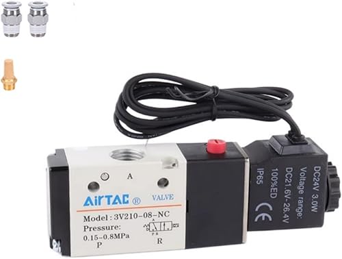 Válvula electromagnética AC110V 32 manera AirTAC 3V210-08 14 "PT Alambre de salida Aire normalmente cerrado neumático eléctrico