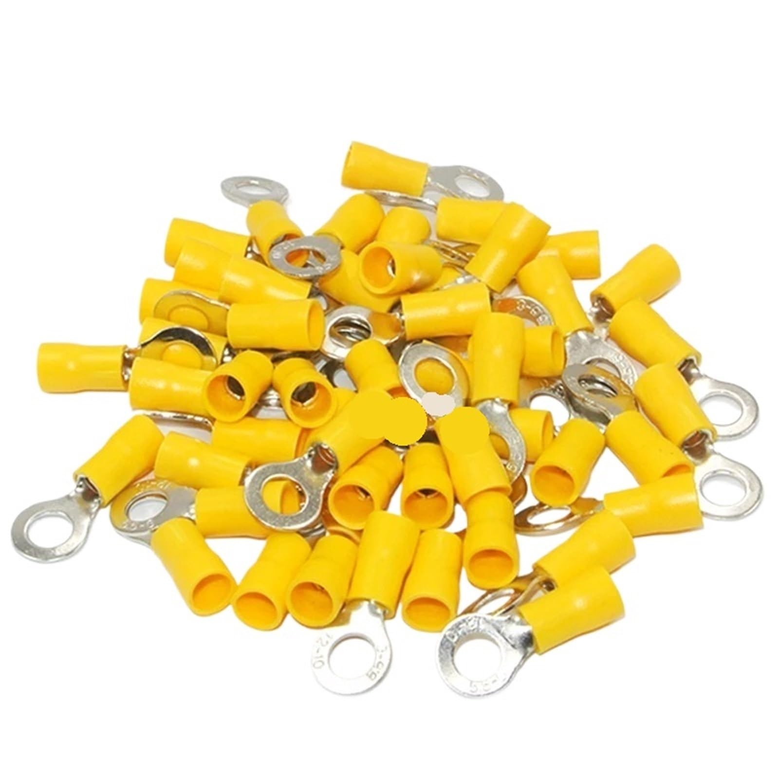 Cqahdsevf One Color Electrical Ring Terminals, 50 Pcs Yellow Insulated Ring Terminal Crimp Connector Multiple Sizes 4-6Mm2 Auto Marine(Rv5.5-4)