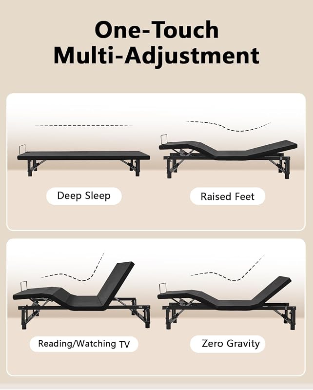Mixcous King Adjustable Bed Frame with Zero Gravity Heavy Duty 750 lbs image 3