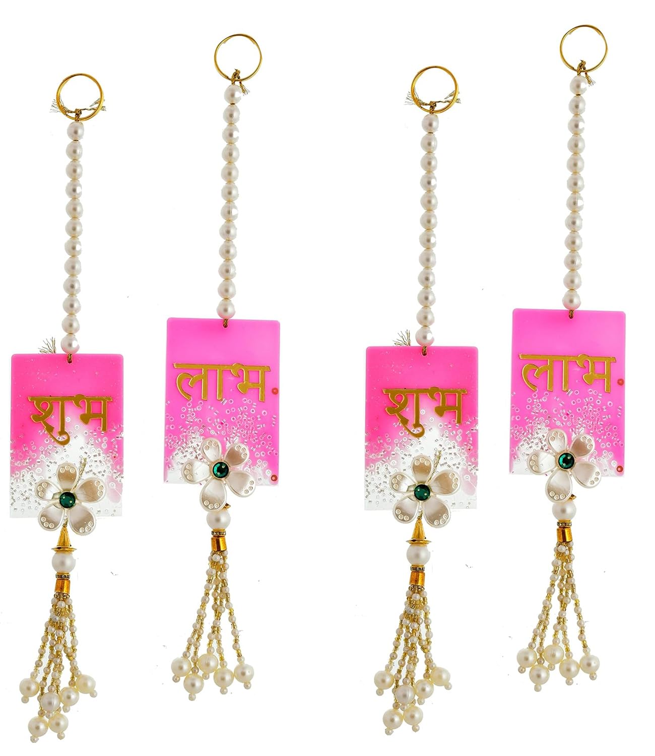 BENAVJI Pack of 4 Wall Door Hangings with Shubh Labh Design Latkan for Home Decoration Entrance Living Room Pooja Room White Pink (B0DDGYKDZZ) Amazon Price History, Amazon Price Tracker