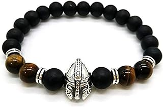 Unisex Natural Stones Agate Bracelet with Skull