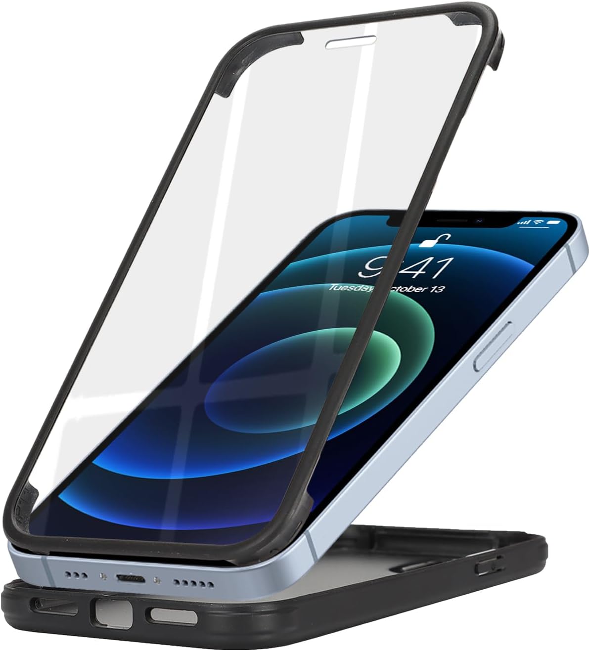 for iPhone 13 mini Case with Built-in Screen Protector & Full Body Protective,for Apple iPhone 13 mini Phone Cases for Men Women Girl-Black - Image 5