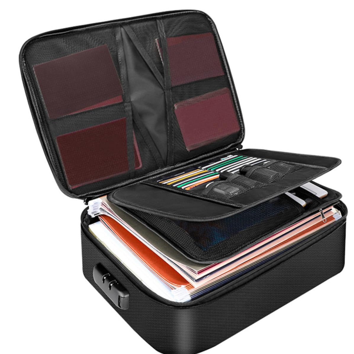 POPETPOP Borsa Porta Documenti Grande Capacità di Fibra di Silicone Ignifuga e Chiusura a Zip per Passaporti e Certificati, per Casa e Ufficio