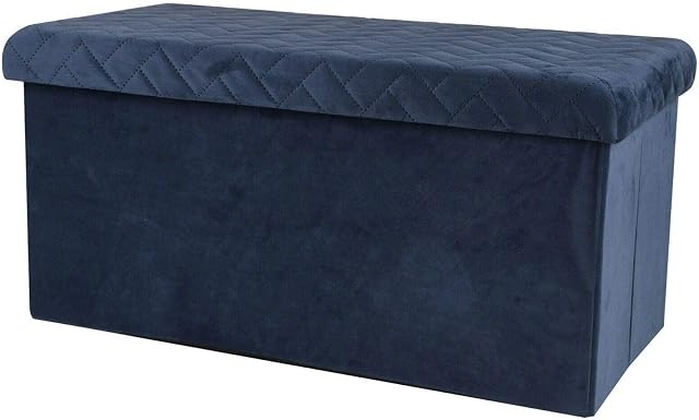 Fornord Ottoman Large Pouffe Storage Box & Seat up to 120kg Velvet Blue