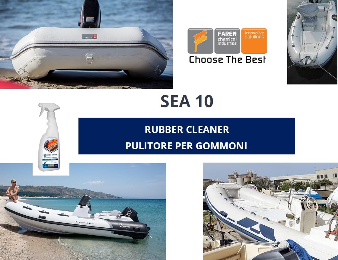 FAREN Sea 10, Nettoyeur pneumatique pour bateaux pneumatiques, idéal pour les marques noires, les graisses, les huiles rapides et efficaces, 750 ml