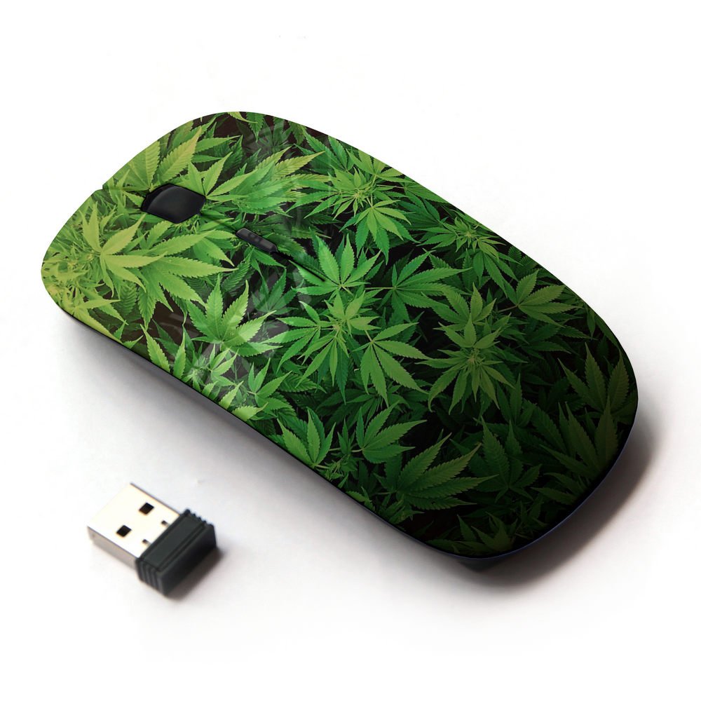 Graphic4You Marijuana Cannabis Weed Hemp Leaf Smoker Design Ergonomic Wireless Mouse with Nano Receiver