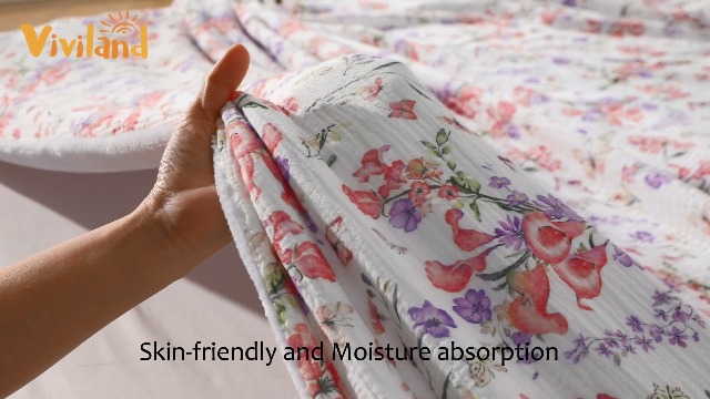 Viviland manta de forro polar reversible, manta de muselina suave para sofá y cama, edredón transpirable para adultos, grande 50x70 pulgadas, flores rosa y púrpura miniatura 4