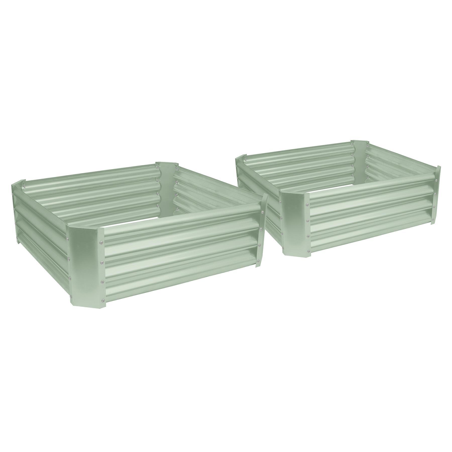 Harbour Housewares Raised Garden Bed - Green - 90 x 90cm - Square - Pack of 2 - Bottomless Galvanised Steel Planter Box for Growing Outdoor Plants, Vegetables, Flowers and Herbs