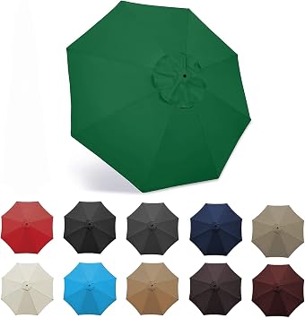 Replacement Parasol Fabric Cover Replacement Parasol Canopy 300cm 8 Ribs Multicolor PolyesterGreen