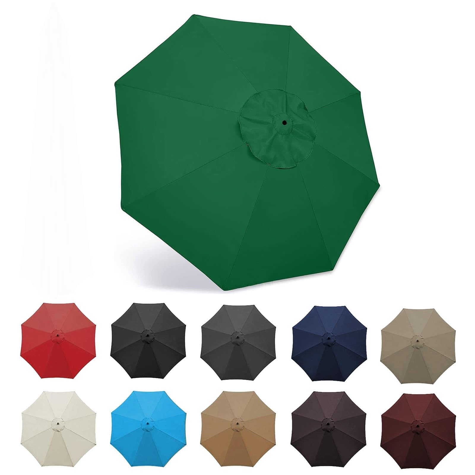 WYQXTY Replacement Parasol Fabric Cover Replacement Parasol Canopy 300cm 8 Ribs Multicolor Polyester(Green)