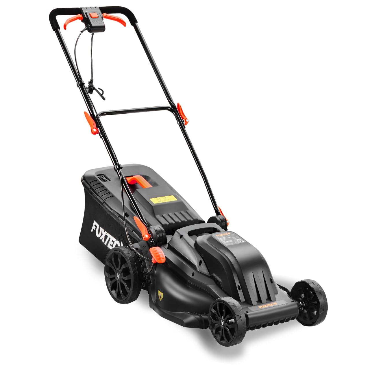 Cortacésped Eléctrico FUXTEC FX-RME43 – Ancho de Corte de 44 cm, Recogedor de 45 L, Altura Ajustable de 25-75 mm, Cortacésped Silencioso, Potente y Eficiente