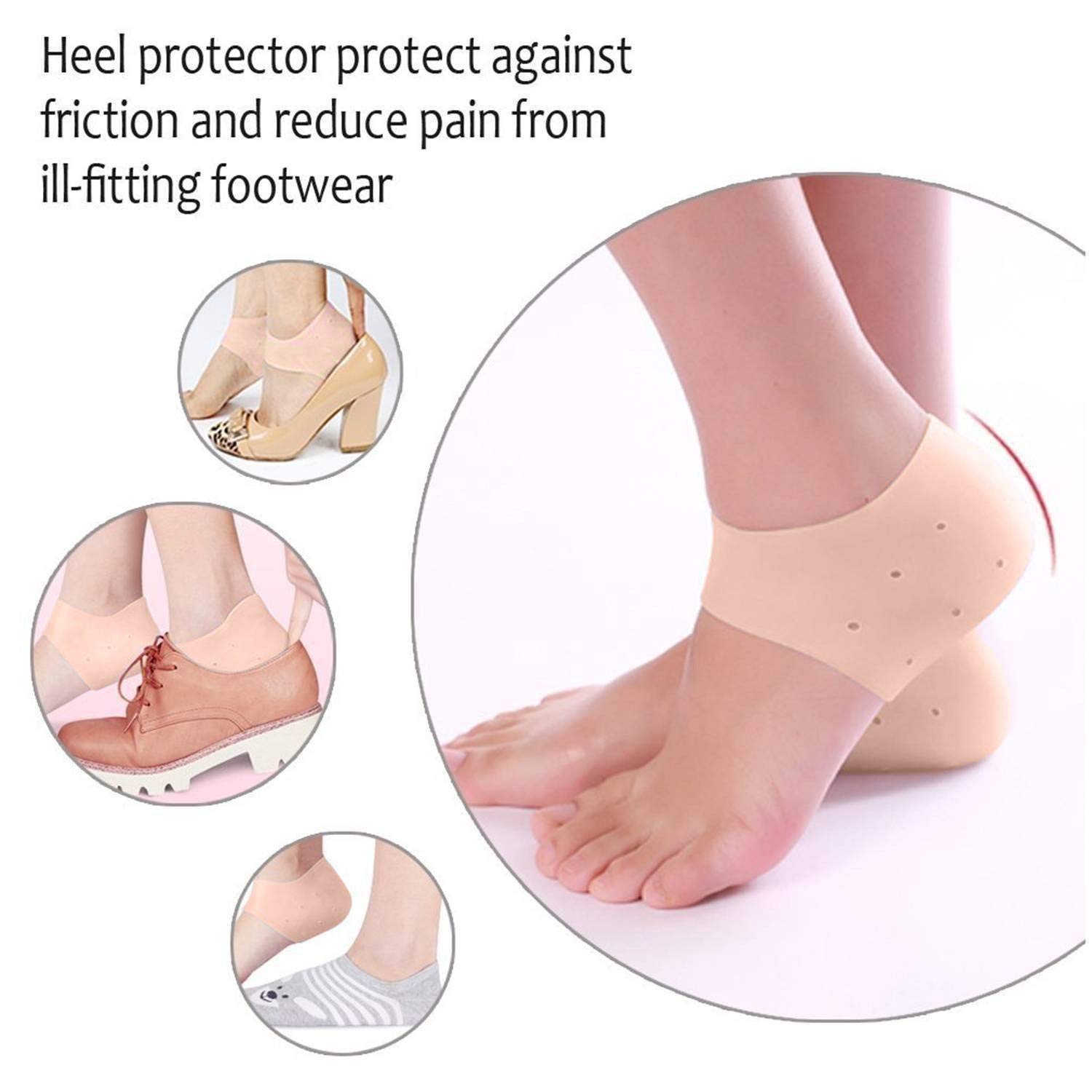 SPAREQUE Anti Crack Silicone Gel Heel Pad Socks For Heel Swelling Pain Relief, Dry Hard, Cracked Heels Repair Cream Foot Care For Both Men & Women Half-length - 1 Pair (Free Size) 3