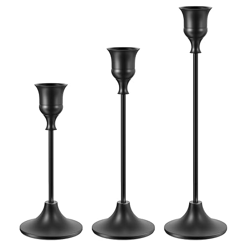 NLBTW Black Candlestick Holders Taper Candle Holders, Set of 3