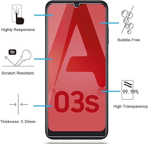 Miniatura 2 de NEW'C Protector de pantalla de vidrio templado diseñado para Samsung Galaxy A03 A03s, compatible con fundas, antiarañazos, sin burbujas, ultra