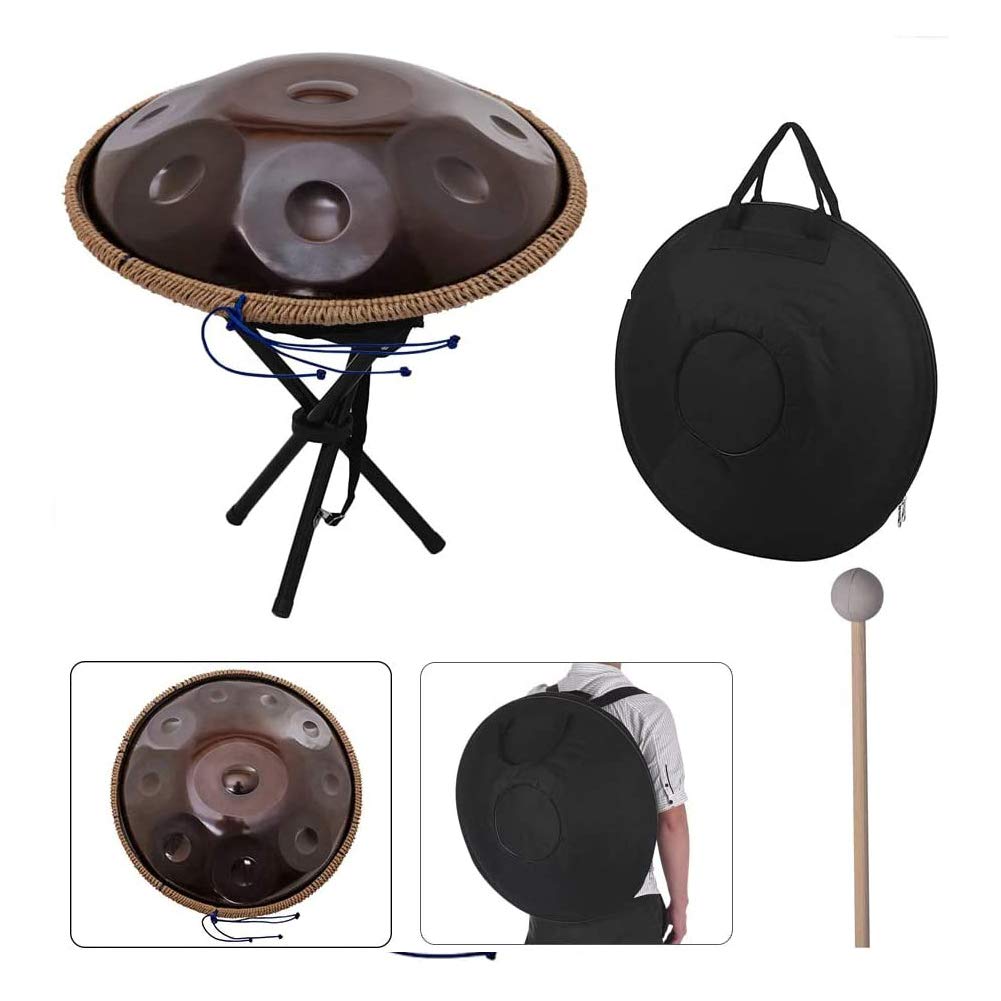Instrument perkusyjny 10 nut Handpan Handpan bęben ręczny prezent muzyczny z pałeczkami perkusyjnymi ściereczka do czyszczenia narzędzia, bęben stalowy, ręcznie robiony, instrument perkusyjny stop (