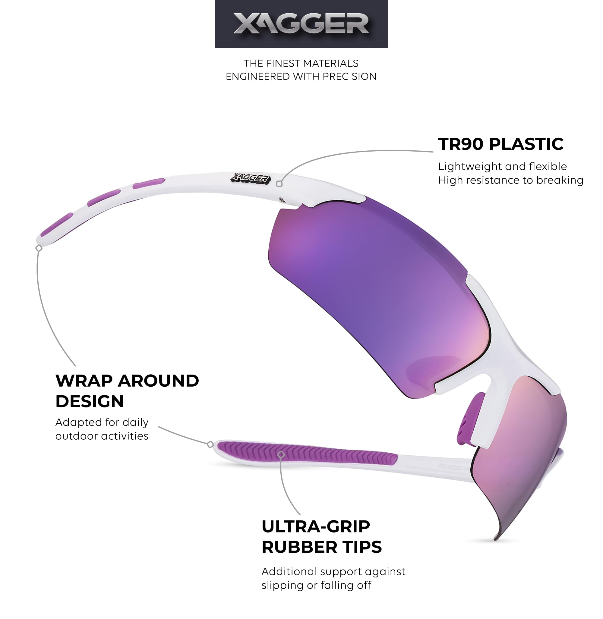 Xagger Polarized Sports Sunglasses for Men Women Wrap Around UV400 Running Baseball Softball Cycling Golf Hiking Fishing Driving Glasses