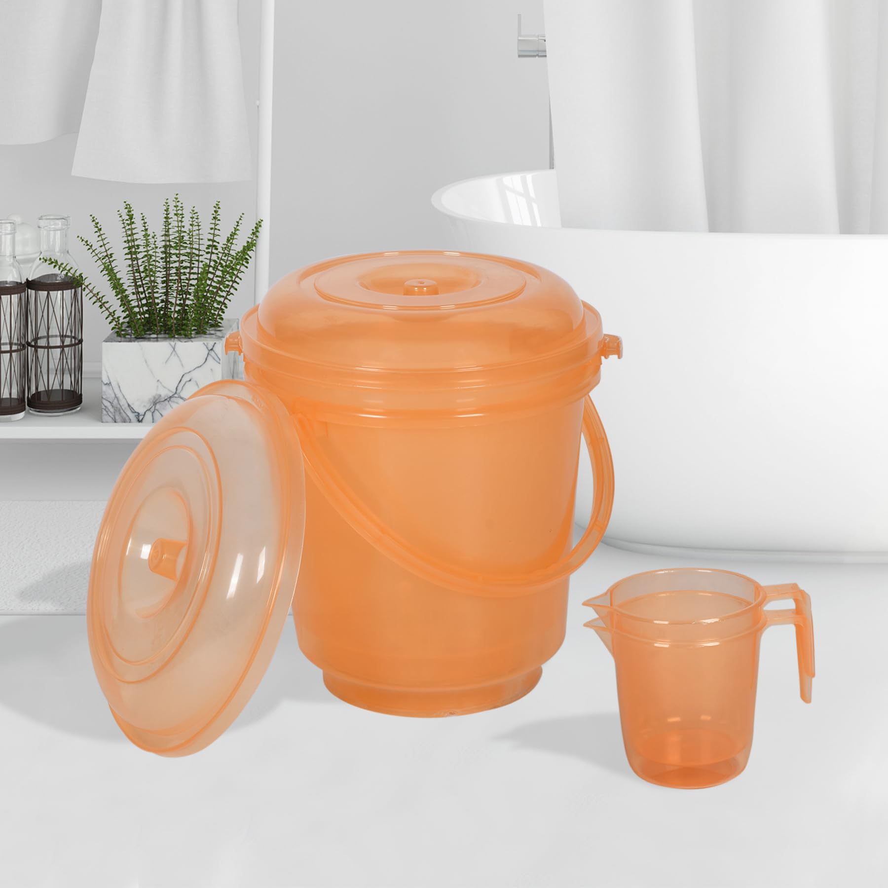 Heart Home Set of 4 Bathroom Combo Set | Bathroom Combo Set | 2 Piece Bucket-13 L & 2 Piece Mug-1100 ml Bathing Set | Modern Bathroom Accessories Set | Transparent Orange (B0CY2TGD2N) Amazon Price History, Amazon Price Tracker