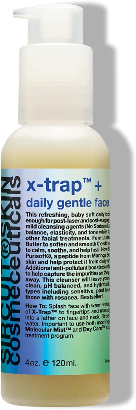 Sircuit Skin X-TRAP+ Daily Gentle Face Wash - Daily Skin Care with Shea Butter, Bisabolol + Zeolites - Hydrating Facial Cleanser Supports Soft and Moisturized Skin (4 oz)