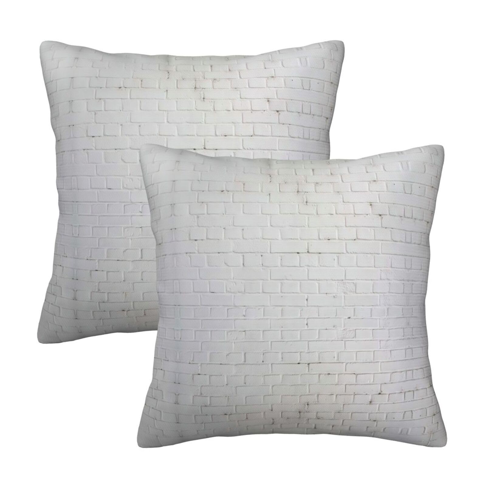 Housse de coussin brique blanche avec impression murale réaliste pour salon