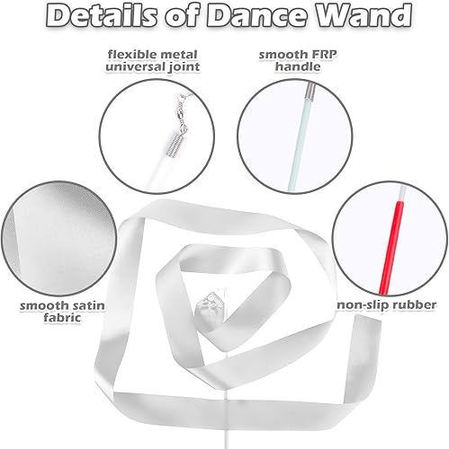 Miniatura 6 de HiUnicorn 50 cintas blancas de baile, serpentinas de alabanza, regalos de fiesta a granel para niños, gimnasia rítmica, decoración de serpentinas,