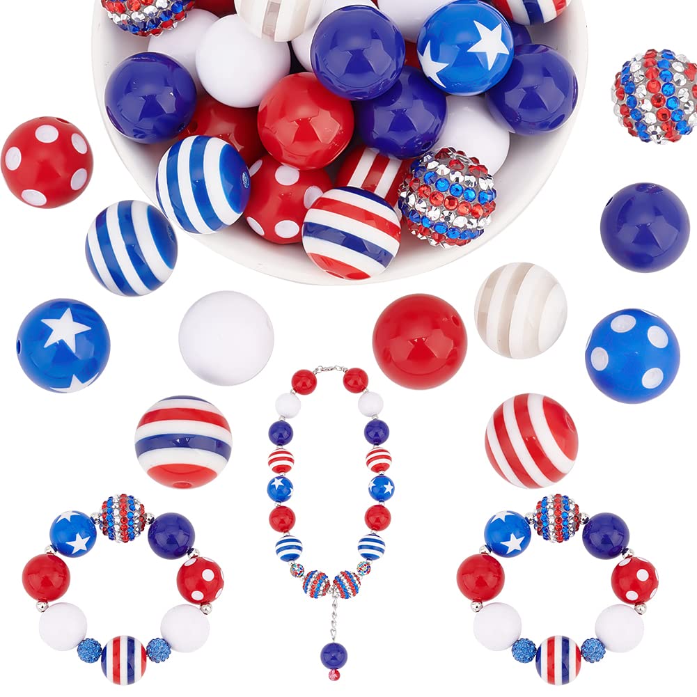 Perles patriotiques bleues et rouges pour guirlande de fête de l'indépendance à faire soi-même
