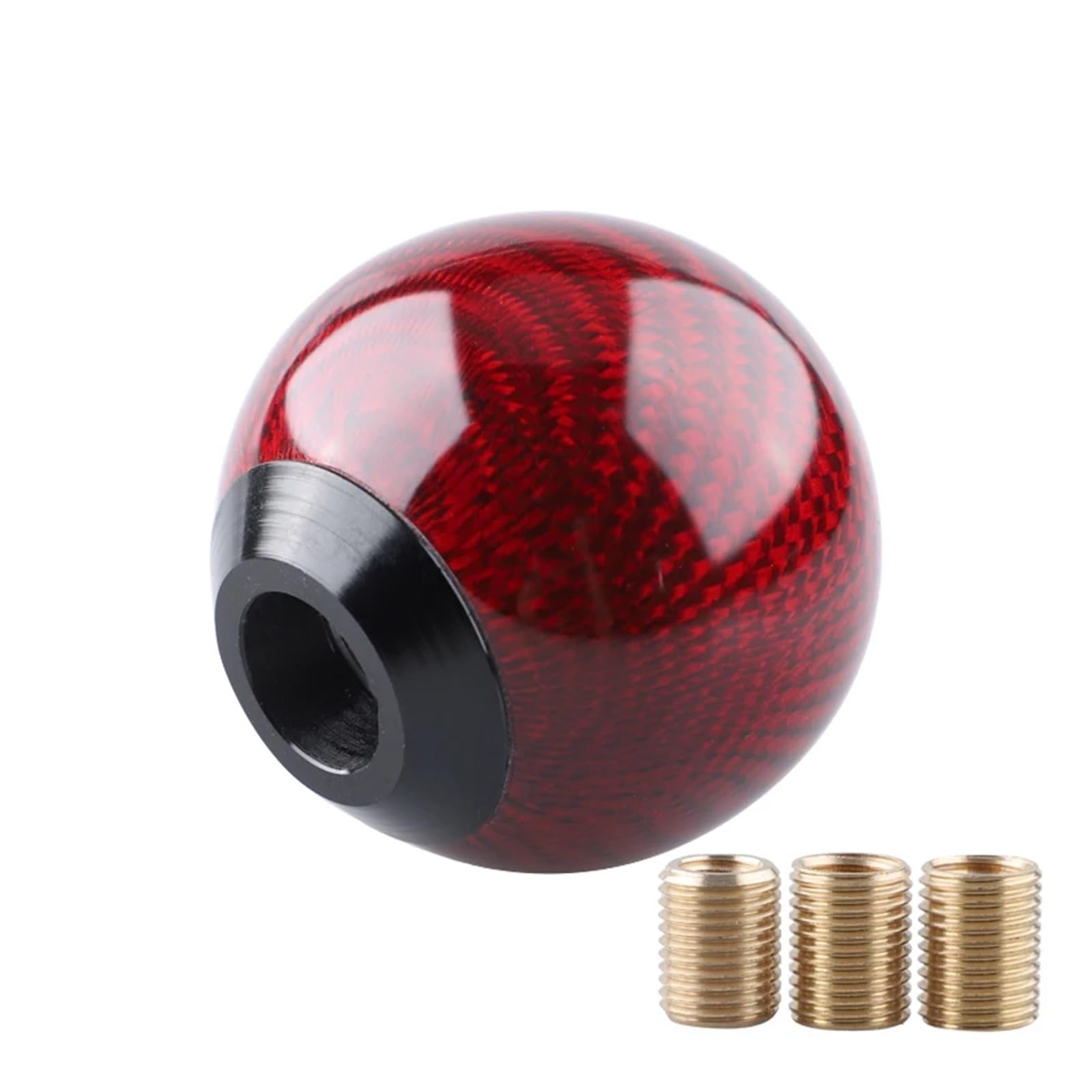 WYLWSHA Shift Gear Knob Cover Universal Car Gear Shift Knob Round Ball Carbon Fiber Shifter Lever(Carbon Fiber Red)