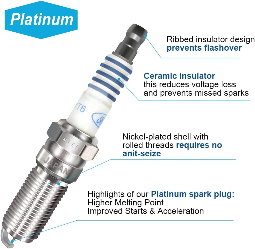 MAS 6Pcs Ignition Coil Pack & 6Pcs Motorcraft Platinum Spark Plug SP520 Compatible with Ford Flex Fusion Lincoln MKS MKZ 3.7 3.5 V6 Replacement for UF553 SP589