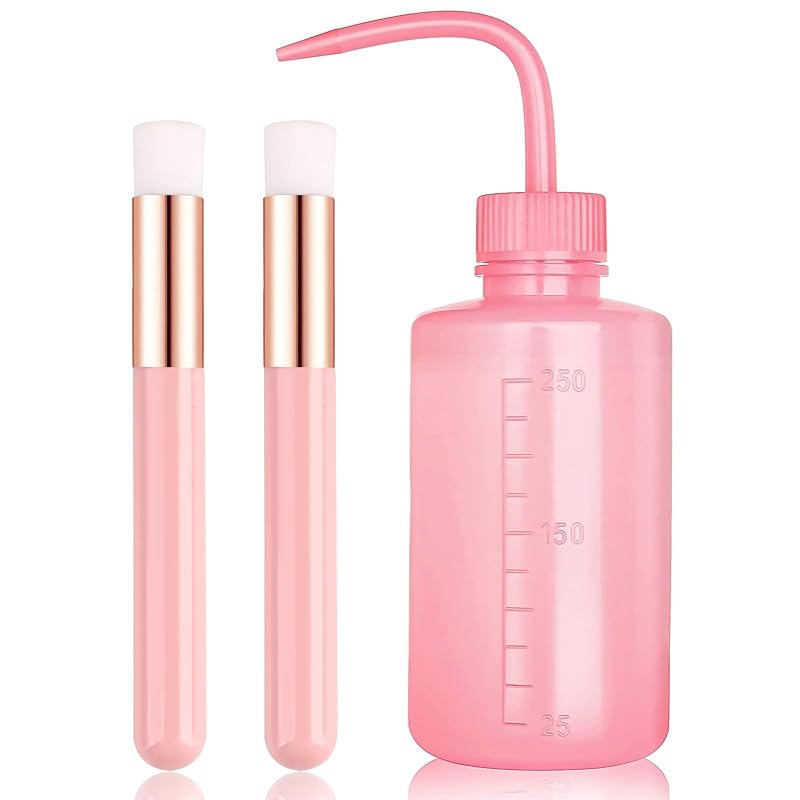 Mekupeu Conjunto com 3 ferramentas para limpeza de cílios Style #5, frasco de lavagem de 250 mL e 2 escovas