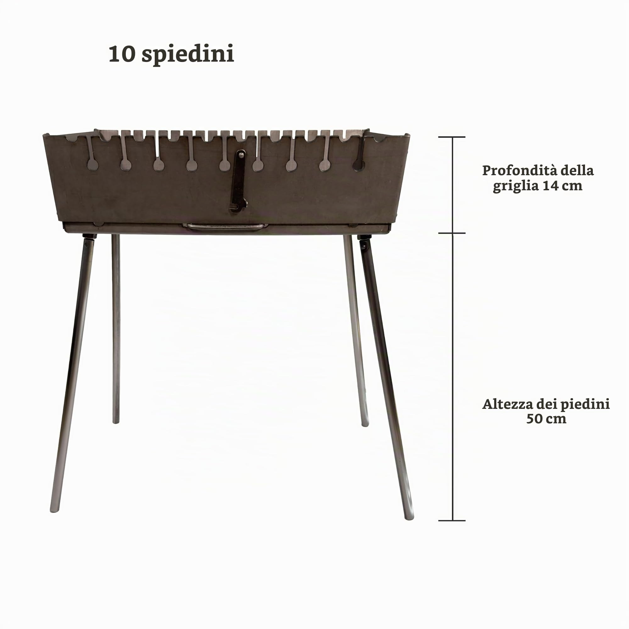 Mangal Griglia Barbecue Shashlik Griglia a Carbone – Griglia BBQ Pieghevole a Valigia in Acciaio da 3 mm per 10 Spiedini – Griglia a Carbone Portatile da Esterno per Campeggio, Giardino, Picnic