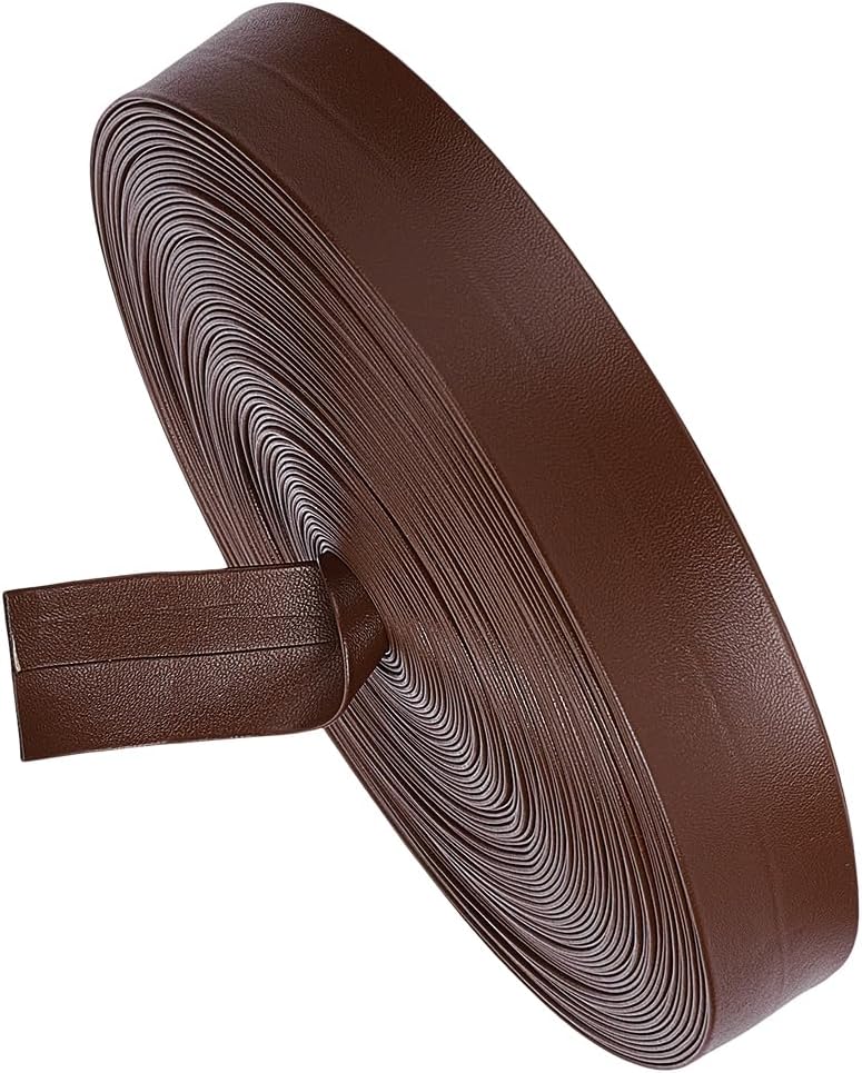 BENECREAT 21.87 Yards PU Faux Leather Strips, 1 Inch Wide Double Sided Faux Strap Leather Strap Roll for DIY Craft Projects, Coffee