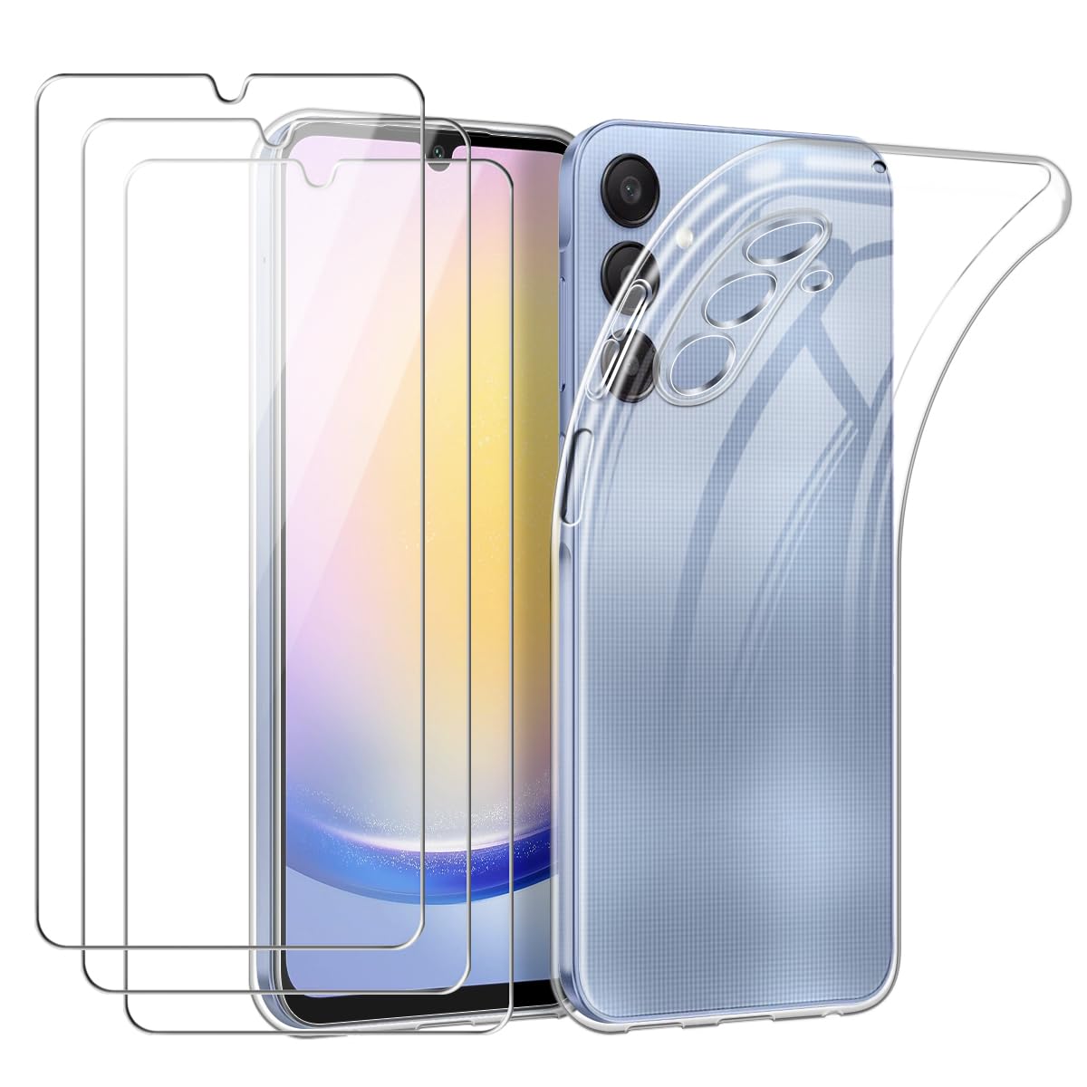 zZjoOoj Cover per Honor X5c Plus con 1 Pezzi Pellicola Vetro Temperato, Custodia Trasparente per Assorbimento degli Urti, Sottile Morbida in Silicone TPU Protettiva Case