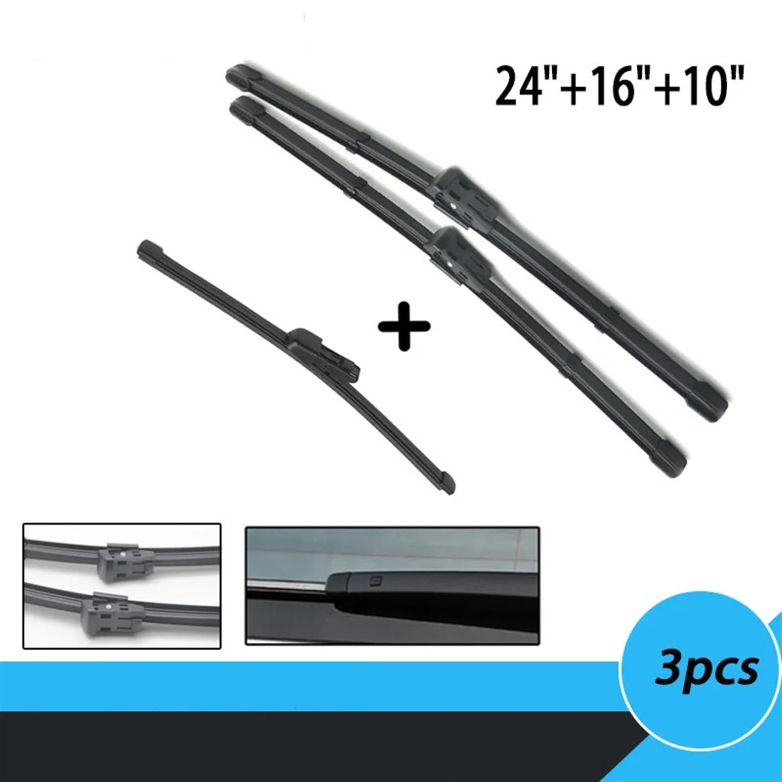 Limpiaparabrisas Coche Compatible Con VW Para UP 2011 2012 2013 2014 2015 2016 2017 Escobillas De Limpiaparabrisas Limpiaparabrisas Delantero Y Trasero Piezas De Automóvil 24 "16" 10 "