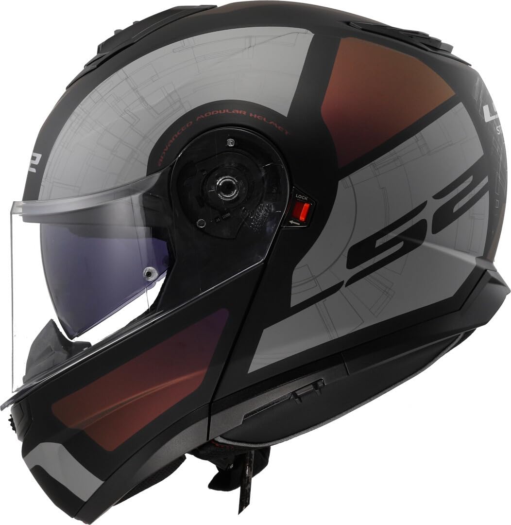 LS2, Casque Moto Modulable Strobe II Orion Matt Black Purple Blue