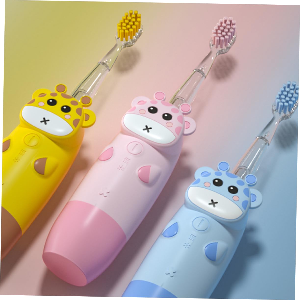 Cepillo de Dientes Eléctrico Infantil Diseño Antideslizante y Adecuado para Paquete Cabezales Azules sin Batería para Viaje y Cuidado Dental Infantil
